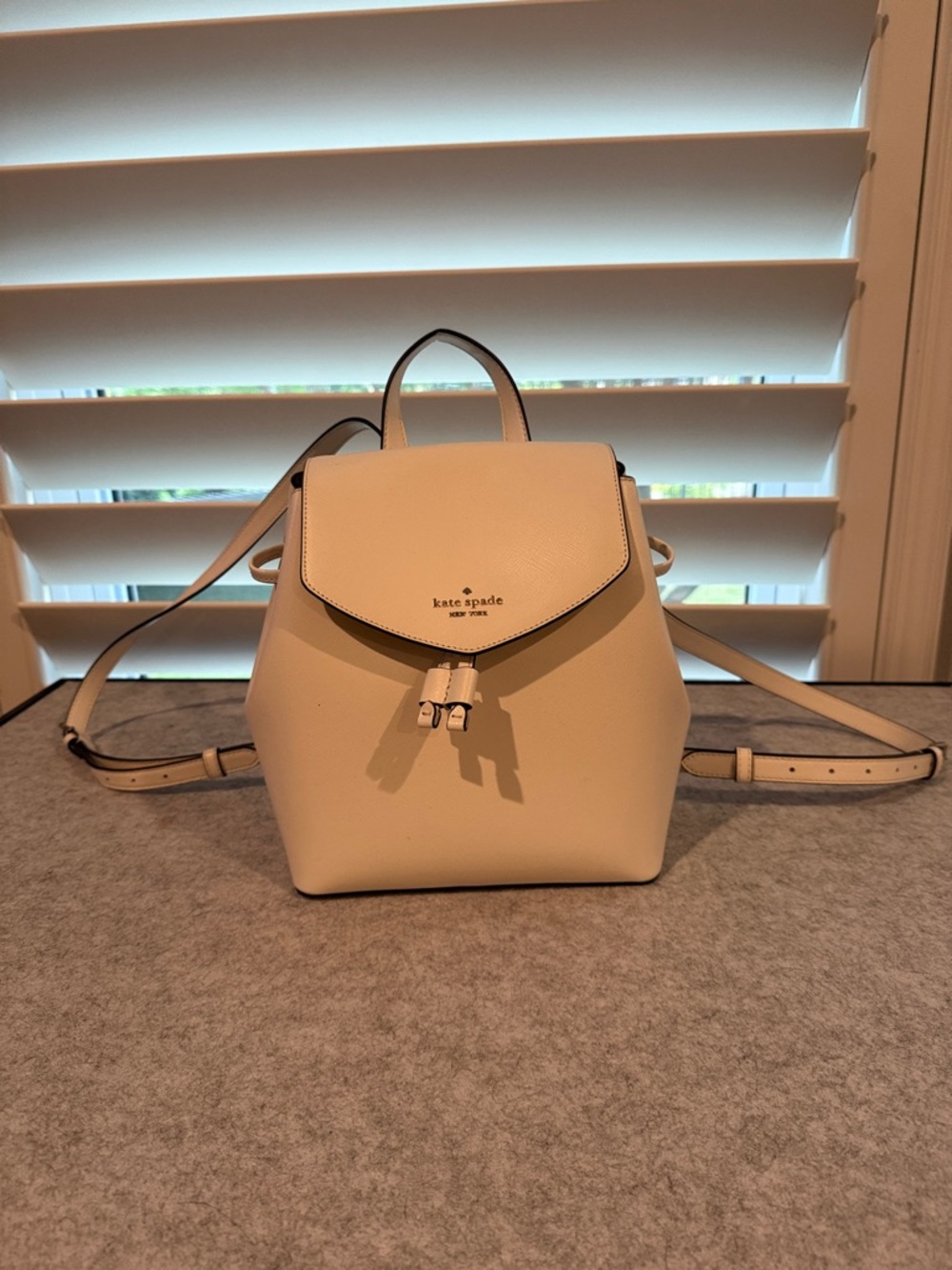 kate spade cream leather mini backpack with flap
